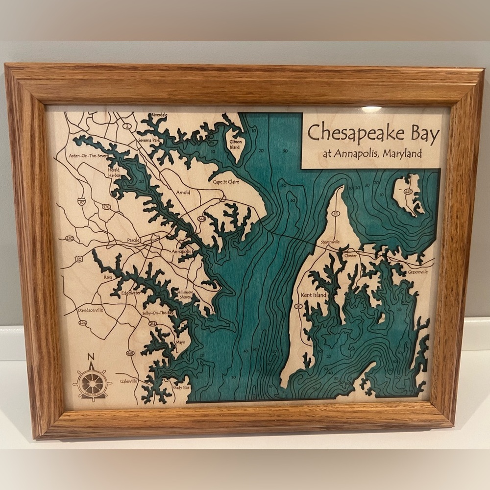 Chesapeake Bay 8" x 10" Map Decor